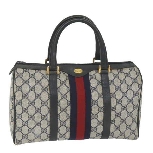GUCCI GG Supreme Sherry Line Hand Bag Red Navy Gray 58 02 007 Auth 58751 - Picture 1 of 16